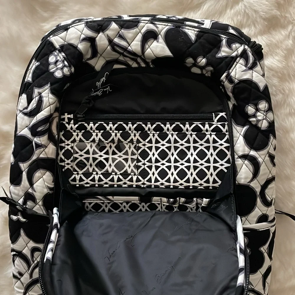 Black & White Vera Bradley Large Backpack Laptop Sleeve Tote